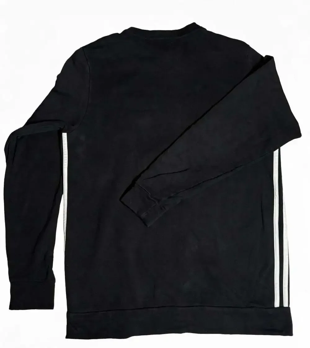 Adidas Black Sweatshirt 3-Stripe Crewneck Size L